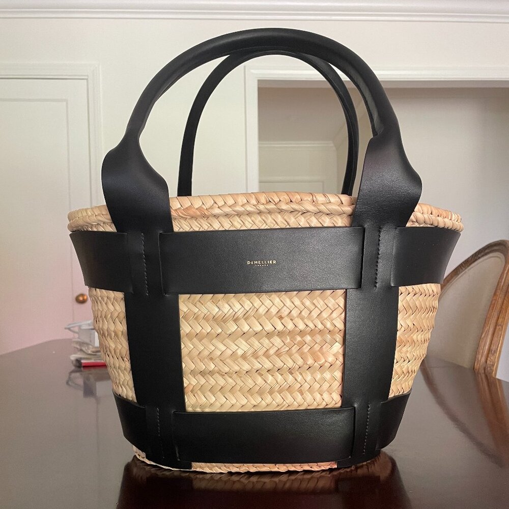 New (never used) DeMellier Santorini Raffia Basked Bag - Black
